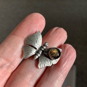 Real Butterfly Wing set in Pewter, size 6.5